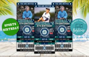 Seattle Mariners Ticket Birthday Editable Templates Instant Download