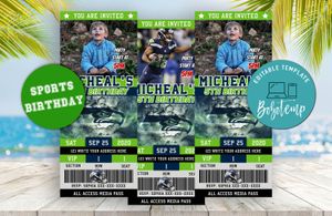Seattle Seahawks Ticket Birthday Editable Template Instant Download