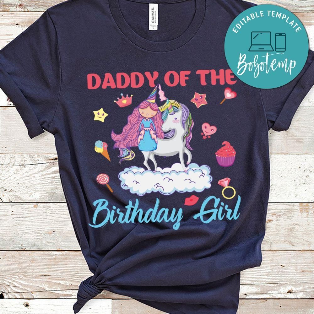 Daddy Of The Birthday Girl Unicorn  T Shirt