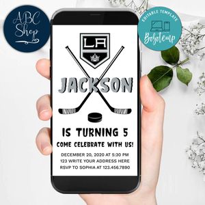 Electronic Los Angeles Kings Electronic Invite Birthday Invitation Template Instant Download