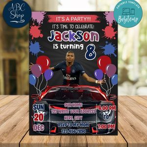 Kylian Mbappé Paris Saint Germain Drive By Birthday Parade Invitation Printable Instant Download