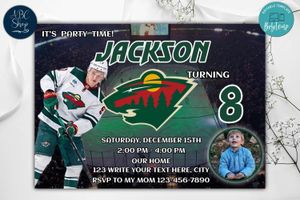 Minnesota Wild Birthday Invitations Template to Print at Home Instant Download