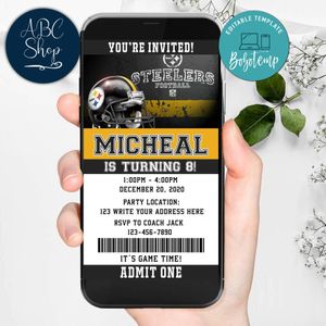 Electronic Pittsburgh Steelers Electronic Invite Birthday Invites Instant Download