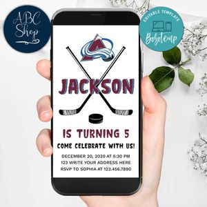 Electronic Colorado Avalanche Electronic Invite Birthday Flyer Template Instant Download