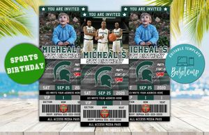 Michigan State Spartans Basketball Ticket Birthday Editable Template Instant Download