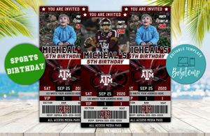 Texas A&M Aggies Ticket Birthday Editable Templates Instant Download