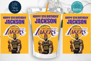 Printable LeBron James Los Angeles Lakers Birthday Capri Sun Juice Label Instant Download