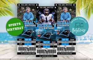 Carolina Panthers Ticket Birthday Editable Template Instant Download