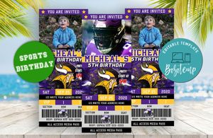 Minnesota Vikings Party Ticket Invitation Instant Download