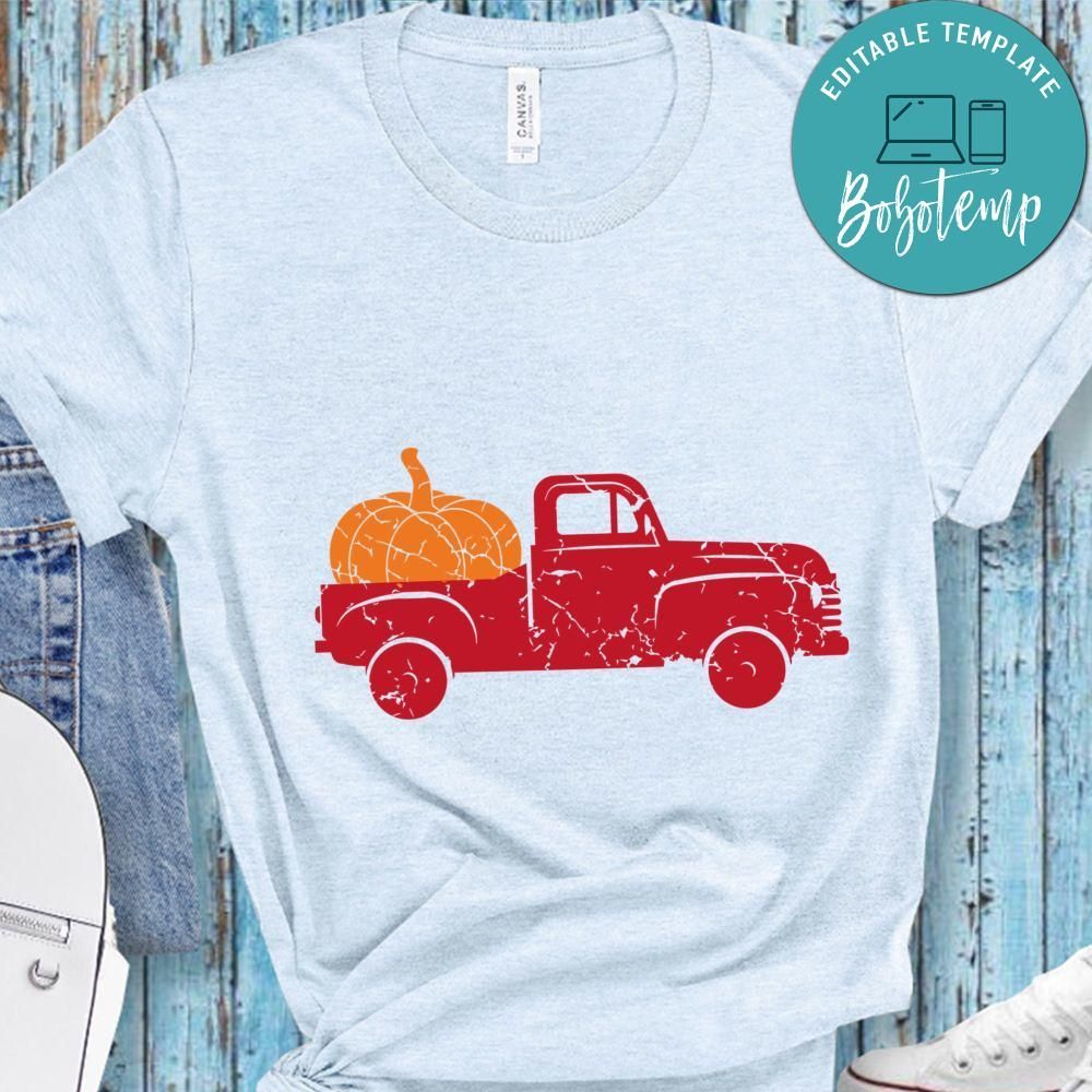 Distressed Pumpkin Truck Halloween Shirt