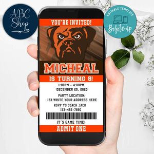 Electronic Cleveland Browns Birthday Invitation Instant Download
