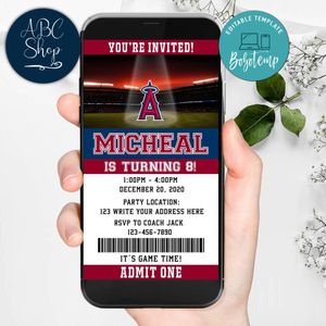 Electronic Los Angeles Angels Ticket Electronic Invite Birthday Invitations Instant Download