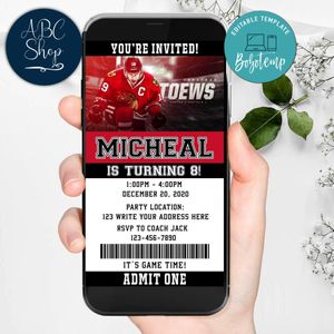 Electronic Chicago Blackhawks Electronic Invite Birthday Invitations Instant Download