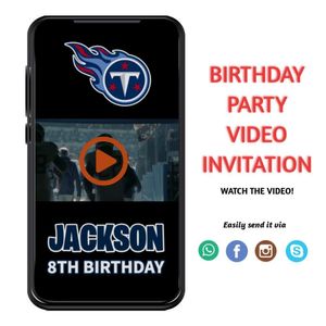 Tennessee Titans Birthday Video Invitation Digital Template Customizable Instant Download
