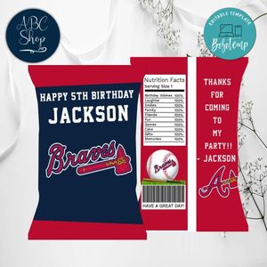 Atlanta Braves Chip Bags Digital File Printable Instant Download