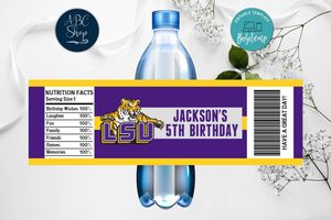 Printable Louisiana State Tigers Water Bottle Labels Instant Download