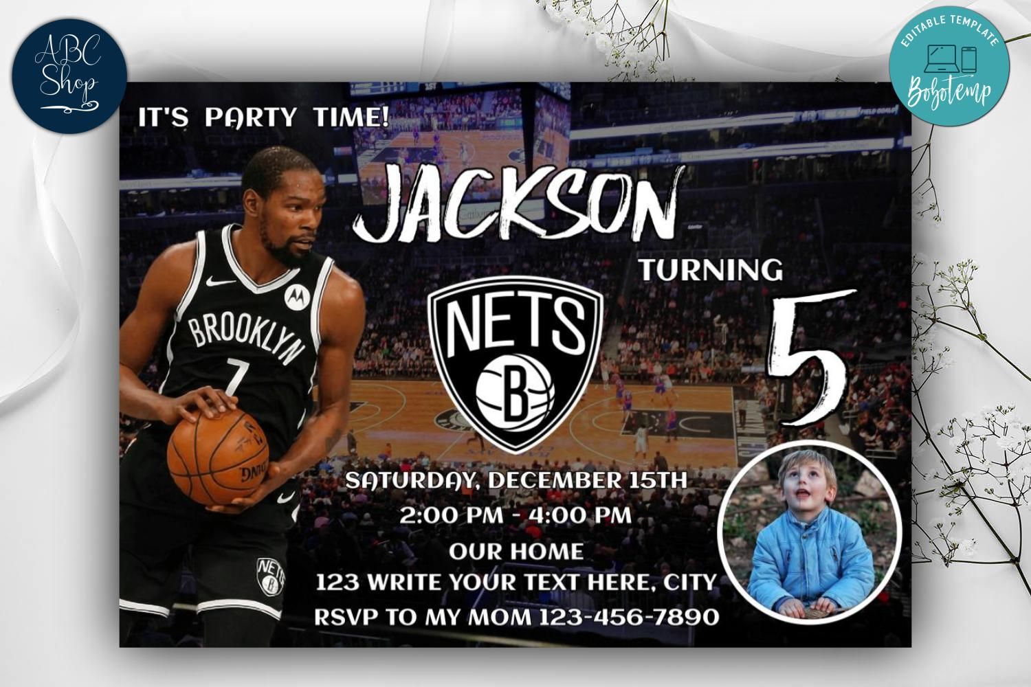 Brooklyn Nets Birthday Invitation Instant Download Bobotemp