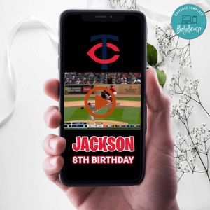 Minnesota Twins Birthday Video Invitation Digital Template Customizable Instant Download
