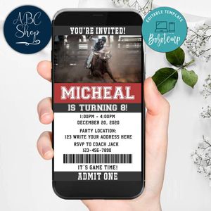 Electronic Rodeo Electronic Invite Birthday Invitations Instant Download
