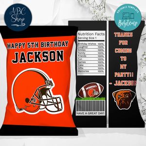 Printable Cleveland Browns Birthday Chip Bags Instant Download
