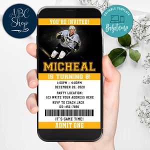 Electronic Pittsburgh Penguins Electronic Invite Birthday Invitations Instant Download