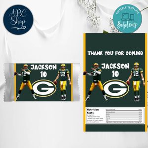 Green Bay Packers Candy Bar Wrapper Digital File Printable Instant Download