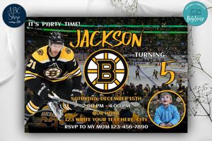 Boston Bruins Birthday Invitation Template to Print at Home Instant Download