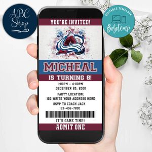 Electronic Colorado Avalanche Ticket Electronic Invite Birthday Flyer Instant Download