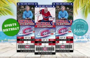Editable Montreal Canadiens Birthday Ticket Invitations Instant Download