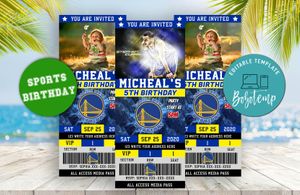 Editable Golden State Warriors Basketball Birthday Ticket Invite Instant Download
