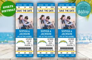 Editable Los Angeles Chargers Save The Date Wedding Engagement Announcement Ticket Invitation Instant Download