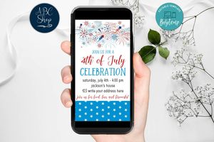 Electronic 4th of July Electronic Invite Invitation Instant Download