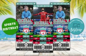 Liverpool FC Ticket Birthday Editable Templates Instant Download