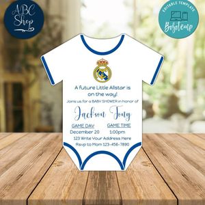 Real Madrid Baby Shower Invitation Instant Download