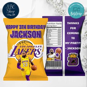 Printable LeBron James Los Angeles Lakers Chip Bags Instant Download