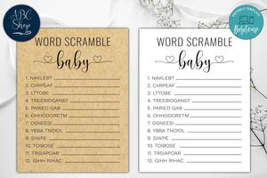 Printable Baby Word Scramble Baby Shower Game Instant Download