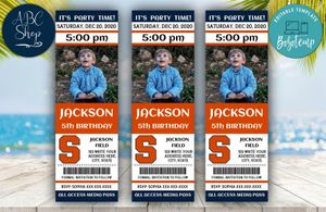 Printable Syracuse Orange Birthday Ticket With Photo Invitation Instant Download