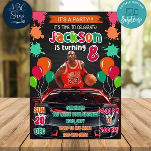 Michael Jordan Drive By Birthday Parade Invitation Printable Instant Download