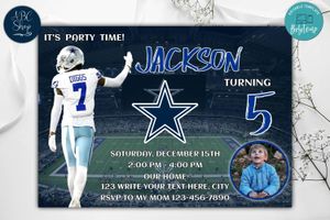 Dallas Cowboys Trevon Diggs Birthday Invites Template to Print at Home Instant Download