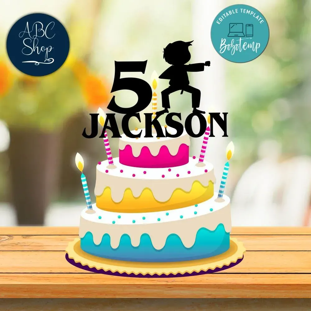 Printable Karate Birthday Cake Topper Template Instant Download | Bobotemp