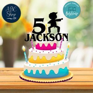 Printable Karate Boy Birthday Cake Topper Template Instant Download