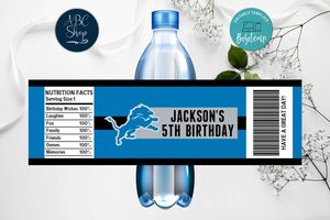 Printable Detroit Lions Water Bottle Labels Instant Download