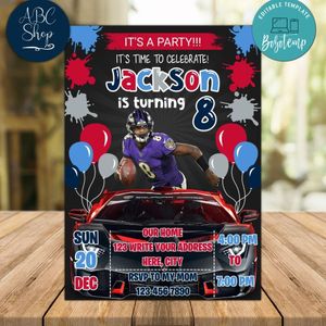 Lamar Jackson Baltimore Ravens Drive By Birthday Parade Invitation Printable Instant Download