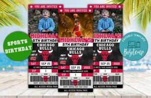 Editable Chicago Bulls Birthday Ticket Invitation DIY