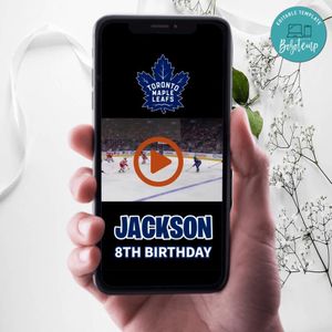 Toronto Maple Leafs Birthday Video Invitation Digital Template Customizable Instant Download