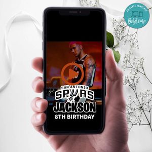 San Antonio Spurs Birthday Video Invitation Digital Template Customizable Instant Download
