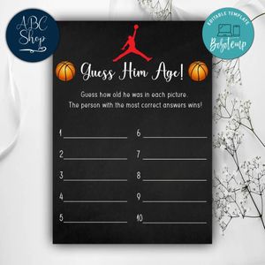 Jordan Age Guessing Game Digital File Printable Instant Download