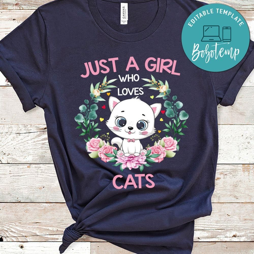 Just A Girl Who Loves Cats Shirt For Kids Girls Women
