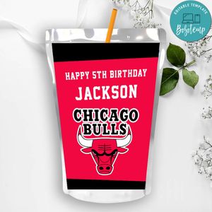 Chicago Bulls Birthday Capri Sun Juice Label Instant Download