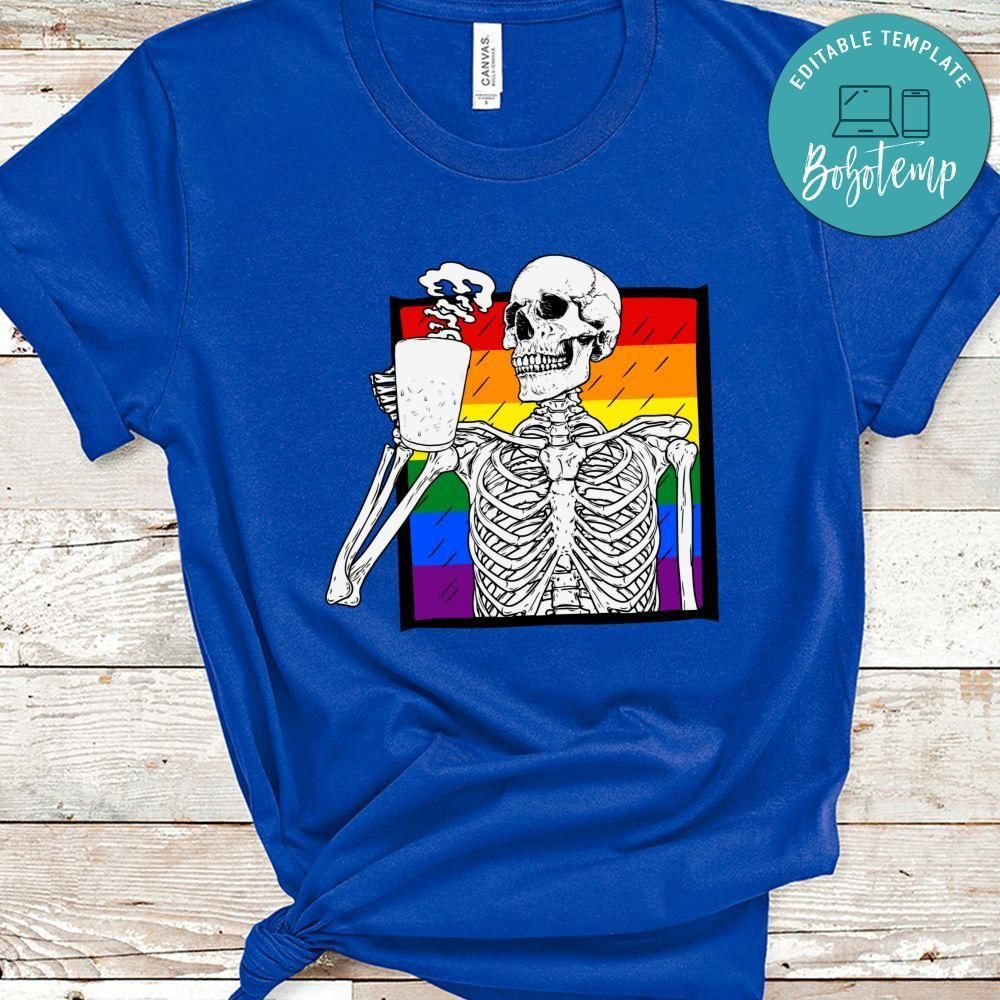Halloween Coffee Drinking Skull LGBT Shirt